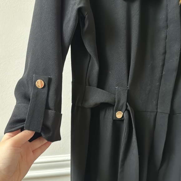 Maje black crepe jumpsuit gold hardware sz 40 - Picture 10 of 12